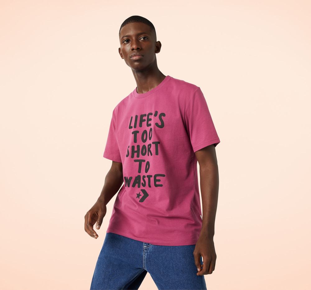Camiseta Converse Life's Short Stack Homem Rosa 124578JBQ